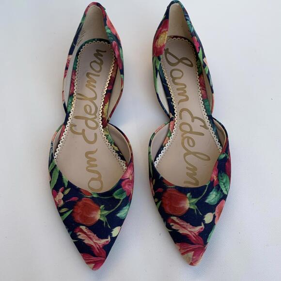 Sam Edelman Flats Floral Sandals Pointed Toe Sz 8.5 - Picture 1 of 12